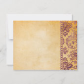  crème en Lila Damask Wedding RSVP Kaartje (Achterkant)