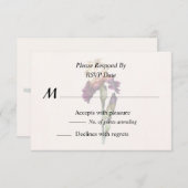 Crème en Maroon Iris en Buds RSVP Kaartje (Voorkant / Achterkant)