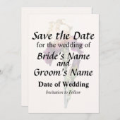 Crème en Maroon Iris en Buds Save The Date (Voorkant / Achterkant)