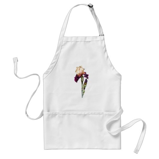 Crème en Maroon Iris en Buds Standaard Schort (Voorkant)