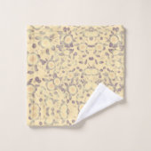 Crème en Paarse bloemenhanddoek set Bad Handdoek (Wasdoekje)