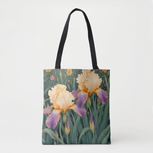 Crème en Paarse iris Tote Bag (Voorkant)