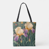 Crème en Paarse iris Tote Bag (Achterkant)