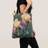 Crème en Paarse iris Tote Bag (Dichtbij)