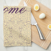 Crème en Paarse Patroon Theedoek (Quarter Fold)