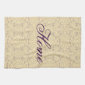 Crème en Paarse Patroon Theedoek (Horizontaal)