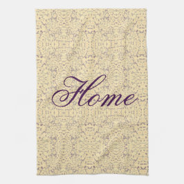 Crème en Paarse Patroon Theedoek