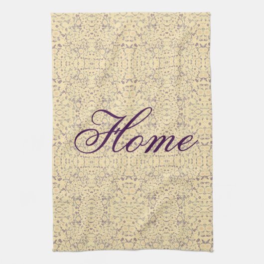 Crème en Paarse Patroon Theedoek (Verticaal)