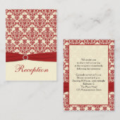 Crème en Red Damask Enclosure Kaart (Voorkant / Achterkant)