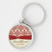Crème en Red Damask Wedding Keepomwille Sleutelhan Sleutelhanger (Voorkant)