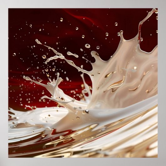 Crème en Red Splash Fluid Art Poster (Voorkant)