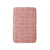 Crème en rode Abstracte lijn patroon Badmat (Voorkant Verticaal)