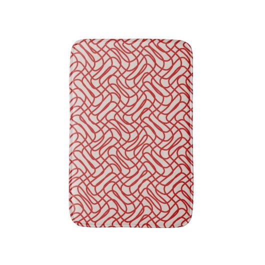 Crème en rode Abstracte lijn patroon Badmat (Voorkant Verticaal)