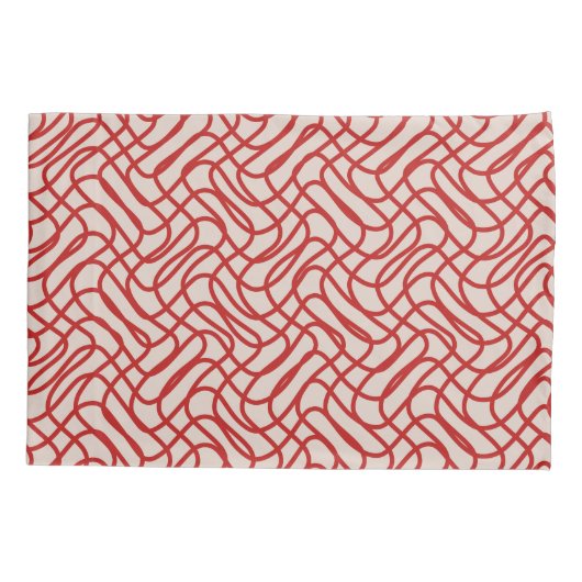 Crème en rode Abstracte lijn patroon Kussensloop (Achterkant)