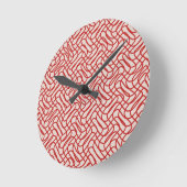 Crème en rode Abstracte lijn patroon Ronde Klok (Hoek)