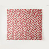 Crème en rode Abstracte lijn patroon Wandkleed (Voorkant (horizontaal))