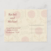 Crème en rode bloemen sparen de datum aankondigingskaart (Achterkant)