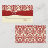 Crème en Rode Damask Plaatskaarten Plaatskaartje (Voorkant / Achterkant)