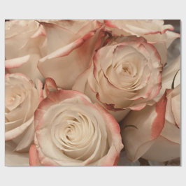 Crème en Rode Getipte Rozen Matglanzend Inpakpapie Cadeaupapier