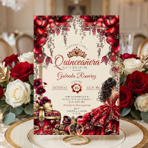 Crème en Rode Gouden Tiara Bloemstuk Quinceañera