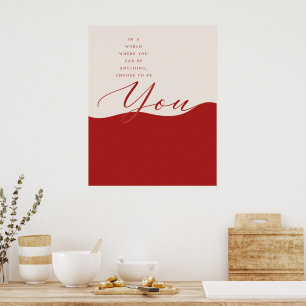 Crème en Rode Machtigende Quote – Minimalistische Poster