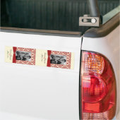 Crème en Rood Damask-fotosjabloon Wijnlabel Bumpersticker (Op Truck)