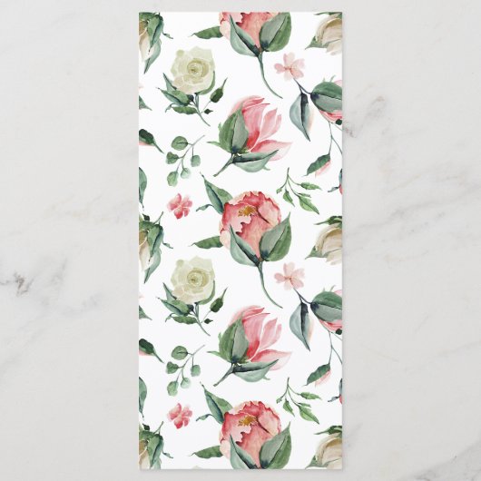 Crème en Roos | Menu van de lente-Florals Wedding (Achterkant)