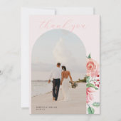 Crème en Roos | Romantische lente-Floral bruiloft Bedankkaart (Voorkant)
