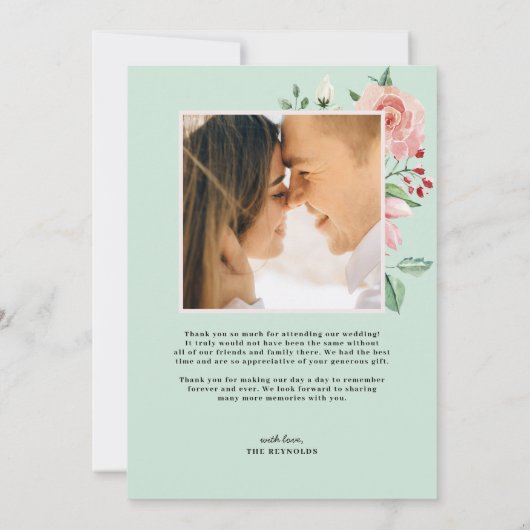 Crème en Roos | Romantische lente-Floral bruiloft Bedankkaart (Achterkant)