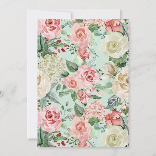 Crème en Roos | Romantische lente-Floral bruiloft Kaart (Achterkant)