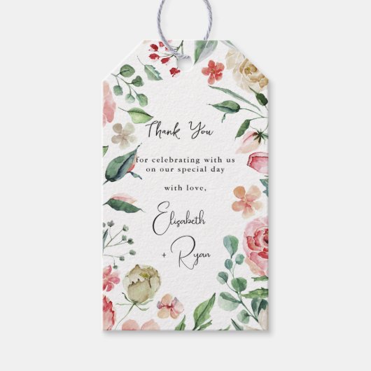 Crème en Roos | Voorjaarstop bruiloft bedankt Cadeaulabel (Voorkant)