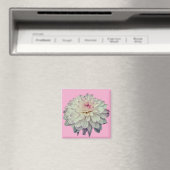 Crème en roze bloem magneet (Insitu (Vaatwasser))