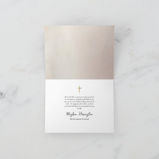 Crème en Roze Bloemen Orthodox Christelijk Memoria Bedankkaart (Binnen)