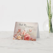 Crème en Roze Bloemen Orthodox Christelijk Memoria Bedankkaart (Voorkant)