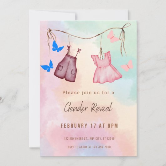 Crème en roze minimalistische Geslacht onthullen u Kaart (Voorkant)