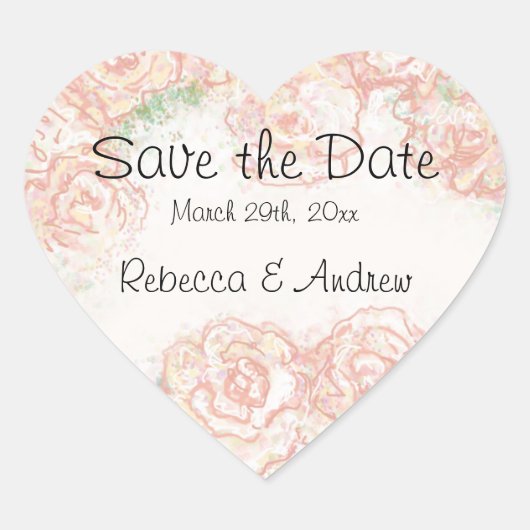 Crème en Roze Rozen Bewaar de Date Sticker (Voorkant)