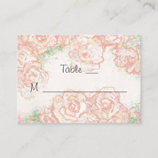 Crème en Roze Rozen Wedding Place Cards Plaatskaartje