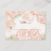Crème en Roze Rozen Wedding Place Cards Plaatskaartje (Achterkant)
