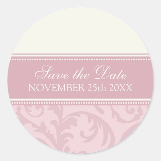 Crème en Roze Save the Date Envelope Seal Ronde Sticker (Voorkant)