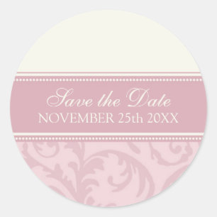 Crème en Roze Save the Date Envelope Seal Ronde Sticker