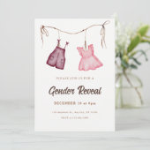 Crème en roze Waterverf Geslacht onthullen Kaart (Staand voorkant)