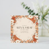 Crème en Rust  Bloemen Bewaar de Datum Kaart (Staand voorkant)