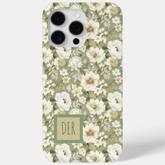 Crème en saliegroene botanische madeliefjesbloemen Case-Mate iPhone case (Achterkant)
