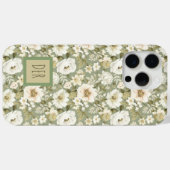 Crème en saliegroene botanische madeliefjesbloemen Case-Mate iPhone case (Achterkant (horizontaal))