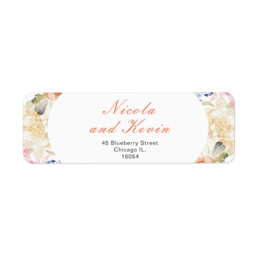 Crème en Sinaasappel  Bloemen bruiloft Etiket (Voorkant)