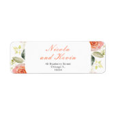 Crème en Sinaasappel Bloemen bruiloft Etiket (Voorkant)