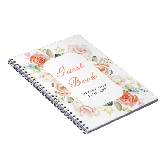 Crème en Sinaasappel  Bloemen bruiloft Notitieboek (Rechterzijde)