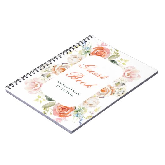 Crème en Sinaasappel  Bloemen bruiloft Notitieboek (Linkerzijde)