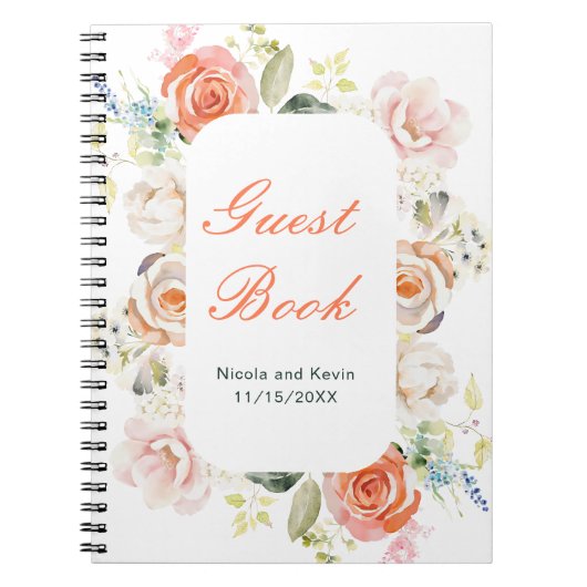 Crème en Sinaasappel  Bloemen bruiloft Notitieboek (Voorkant)