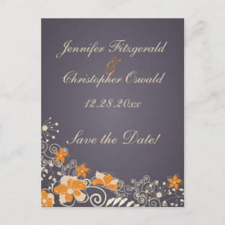 Crème en Sinaasappel Herfstbloemen Bewaar de Datum Aankondigingskaart